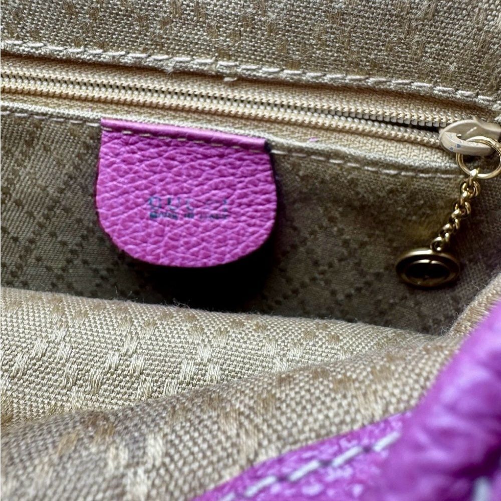 GUCCI Vintage Fuchsia Pink Suede Leather Mini Bamboo Backpack Napsack Auth - Picture 13 of 16